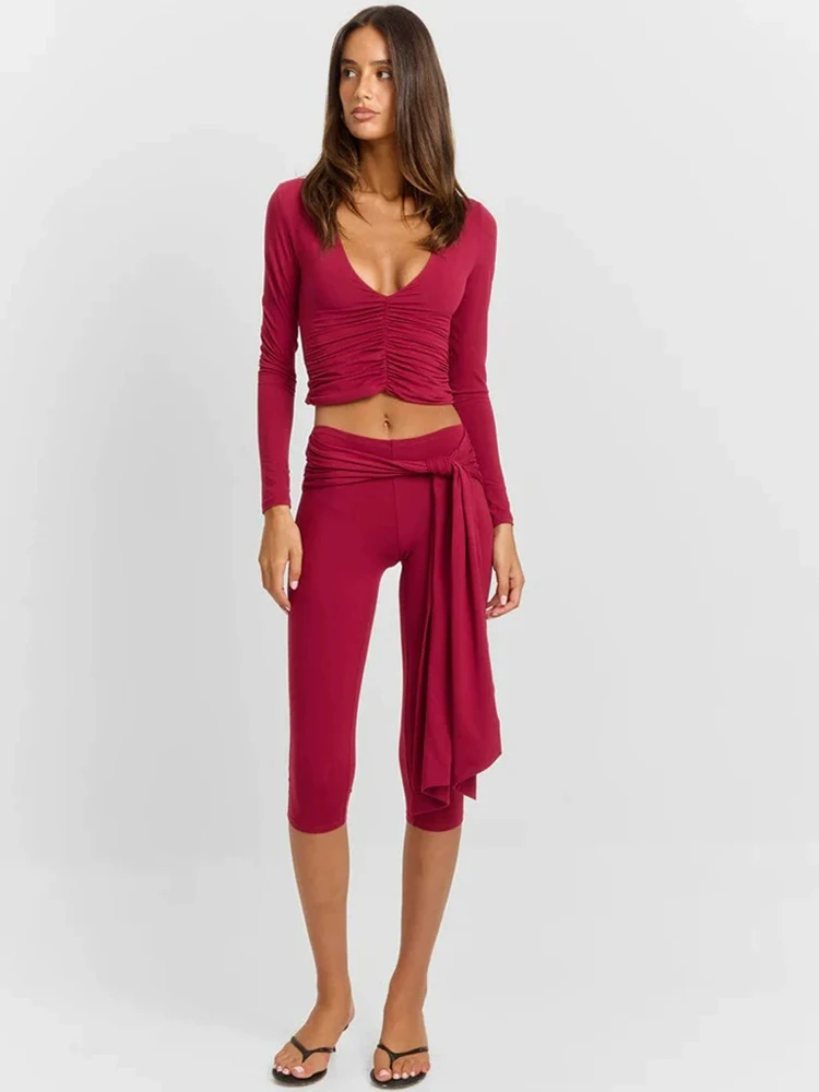 Fantoye Deep V-neck Bandage Sporty Women Pant Suit Long Sleeve Tops High Waist Pants Female Summer Skinny Casual Two Piece Sets
Fantoye Deep V-neck Bandage Sporty Women Pant Suit Long Sleeve Tops High Waist Pants Female Summer Skinny Casual Two Piece Sets