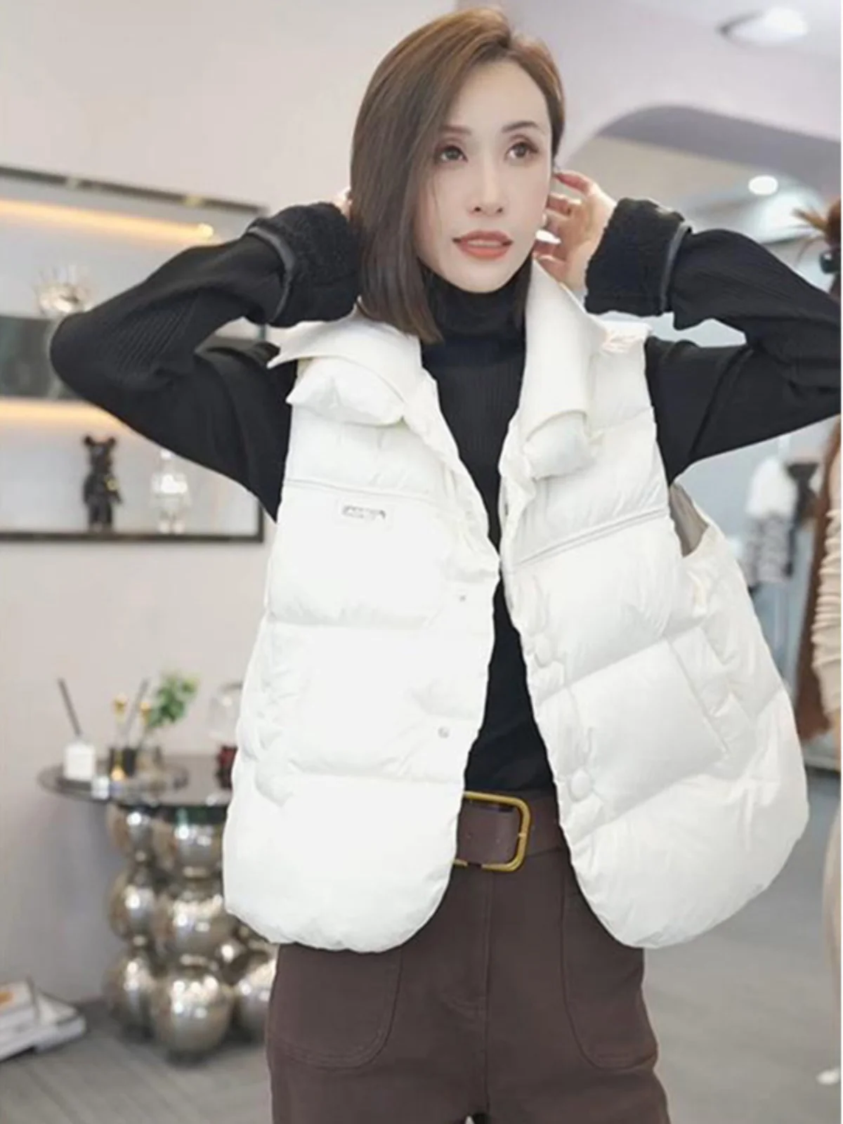 Women's Thiened Double Collar Sweater Vest Autumn Winter New Sle Knitted Patchwork Cotton Jaet Versatile Commute Sle
Women's Thiened Double Collar Sweater Vest Autumn Winter New Sle Knitted Patchwork Cotton Jaet Versatile Commute Sle
