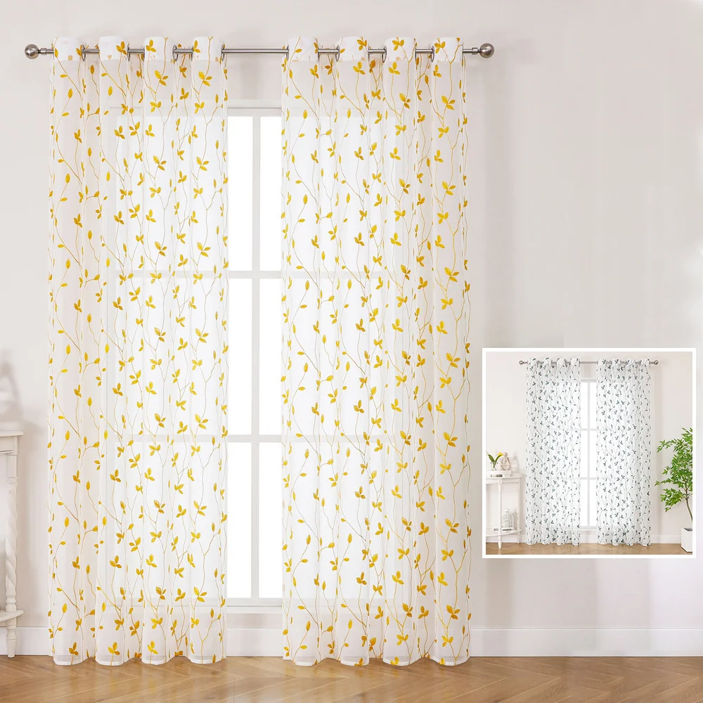 Tulle Sheer Curtains Embroidered Rustic Style Leaf Pattern Window Curtain Drapes for Bedroom Living Room Decoration W-132 L- 274
Tulle Sheer Curtains Embroidered Rustic Style Leaf Pattern Window Curtain Drapes for Bedroom Living Room Decoration W-132 L- 274