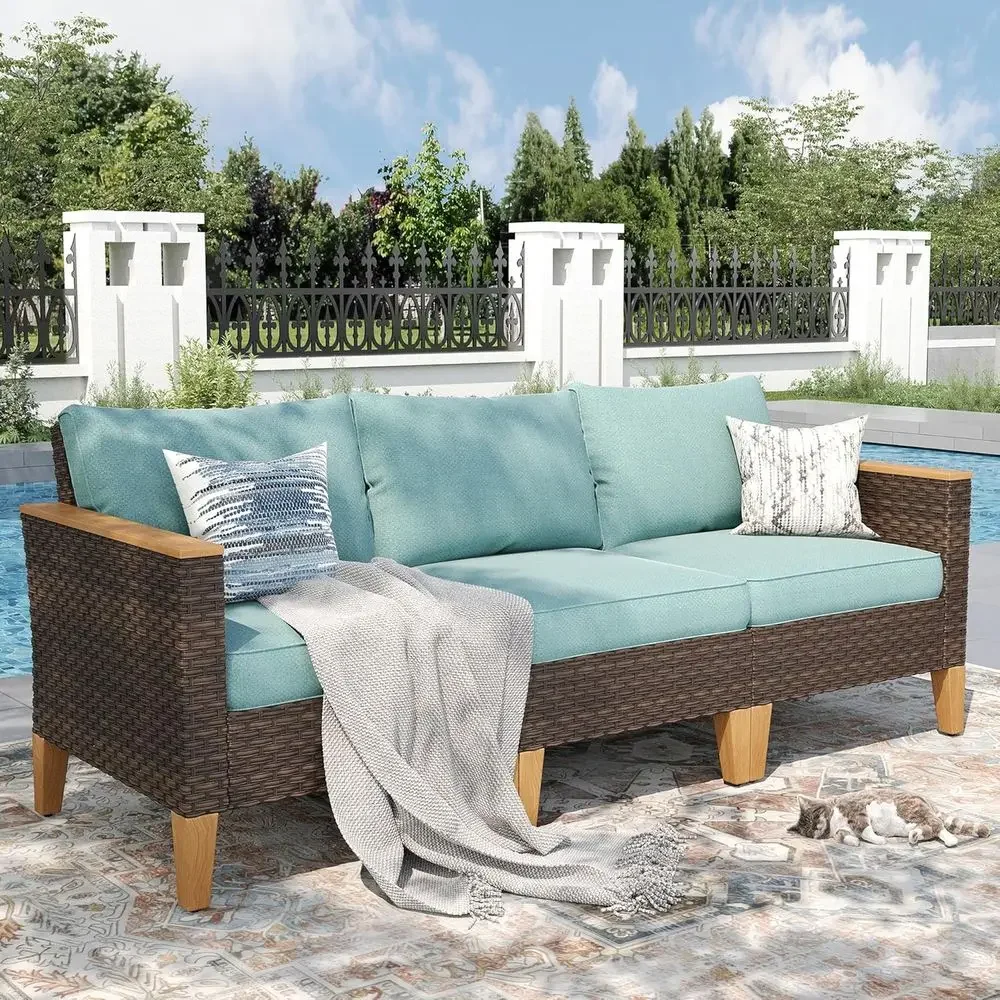 Wicker Patio urniture Soa Set, 3 Seater Rattan Couch with Deep Seating or Poolside, Garden 2 x Single Soa, Aqua Green
Wicker Patio urniture Soa Set, 3 Seater Rattan Couch with Deep Seating or Poolside, Garden 2 x Single Soa, Aqua Green