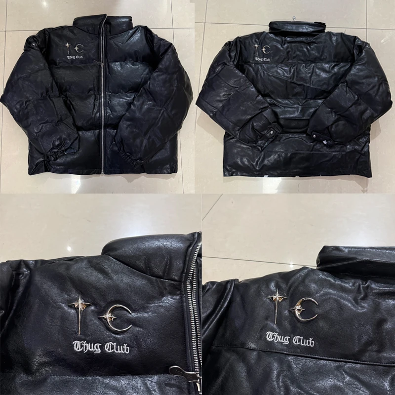 Streetwear Trend THUG CLUB Leather Coat High Quality Star Moon Embroidery Thickened Outerwear Thug Club Cotton-padded Jacket
Streetwear Trend THUG CLUB Leather Coat High Quality Star Moon Embroidery Thickened Outerwear Thug Club Cotton-padded Jacket