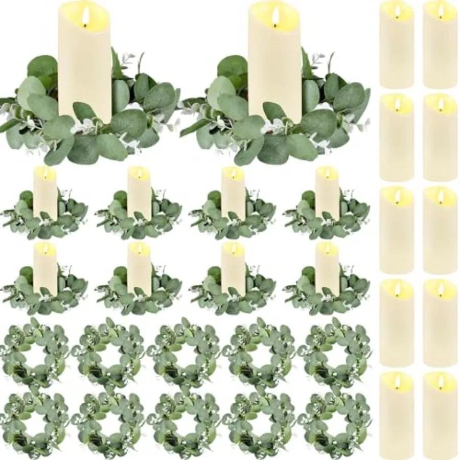 10 Set Candle Rings Artificial Eucalyptus Leaves Wreaths with Flameless Candles Sets Boho Wreath Pillar Candleholders LED Pilla
10 Set Candle Rings Artificial Eucalyptus Leaves Wreaths with Flameless Candles Sets Boho Wreath Pillar Candleholders LED Pilla