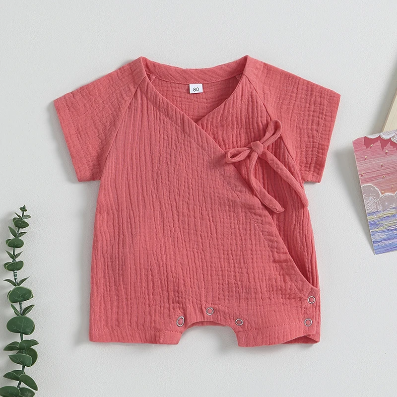 Suefunskry Newborn Baby Girls Boys Summer Jumpsuit Solid Color Bandage Short Sleeve Casual Romper for Toddler Cute Clothes
Suefunskry Newborn Baby Girls Boys Summer Jumpsuit Solid Color Bandage Short Sleeve Casual Romper for Toddler Cute Clothes