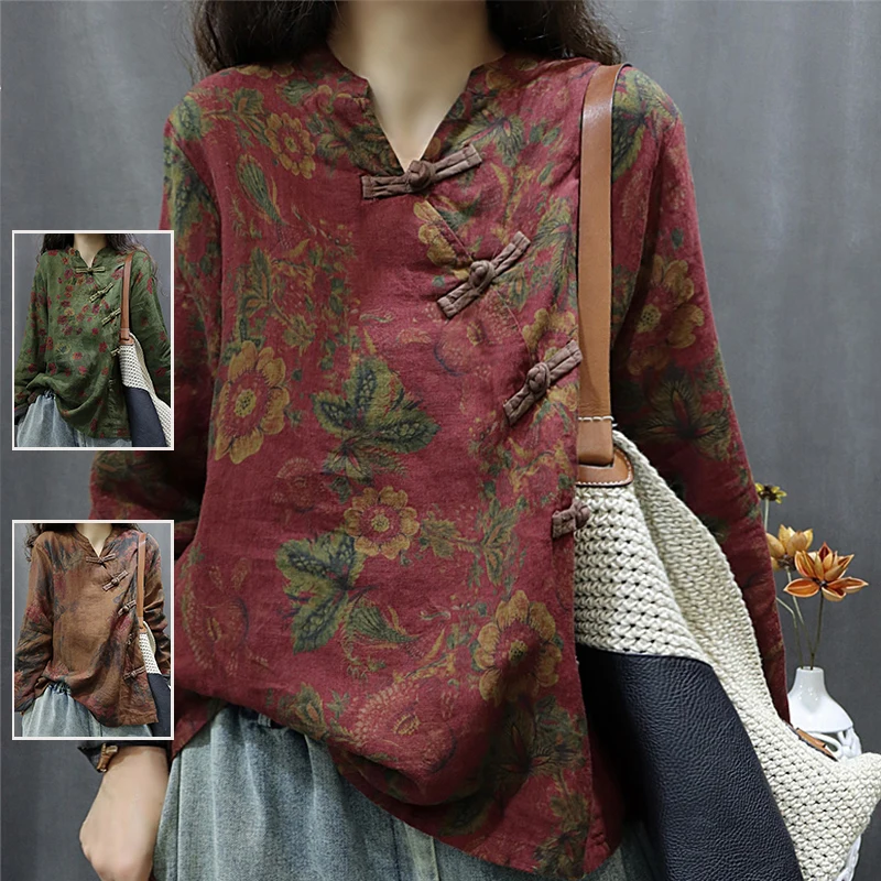 Льняной топ с цветочным принтом Long Sve irt, большой размер, женский модный осенний винтажный топ на пуговицах, повседневный топ свободного покроя с v-образным вырезом
Льняной топ с цветочным принтом Long Sve irt, большой размер, женский модный осенний винтажный топ на пуговицах, повседневный топ свободного покроя с v-образным вырезом