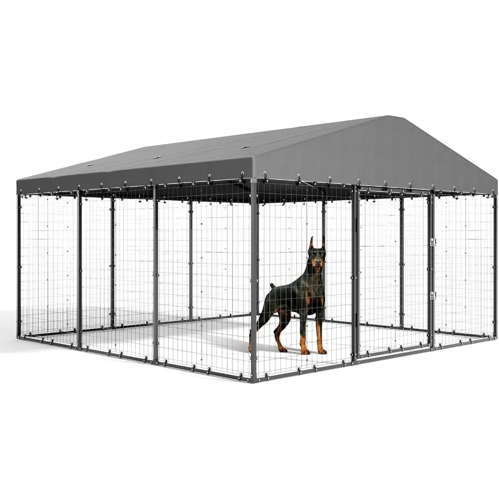 Large Outdoor Dog Kennel 118" x 118" x 70", Big Dog Fence Outside with Double Secure Locks, Heavy-Duty Weatherproof Dog Cage, D
Large Outdoor Dog Kennel 118" x 118" x 70", Big Dog Fence Outside with Double Secure Locks, Heavy-Duty Weatherproof Dog Cage, D