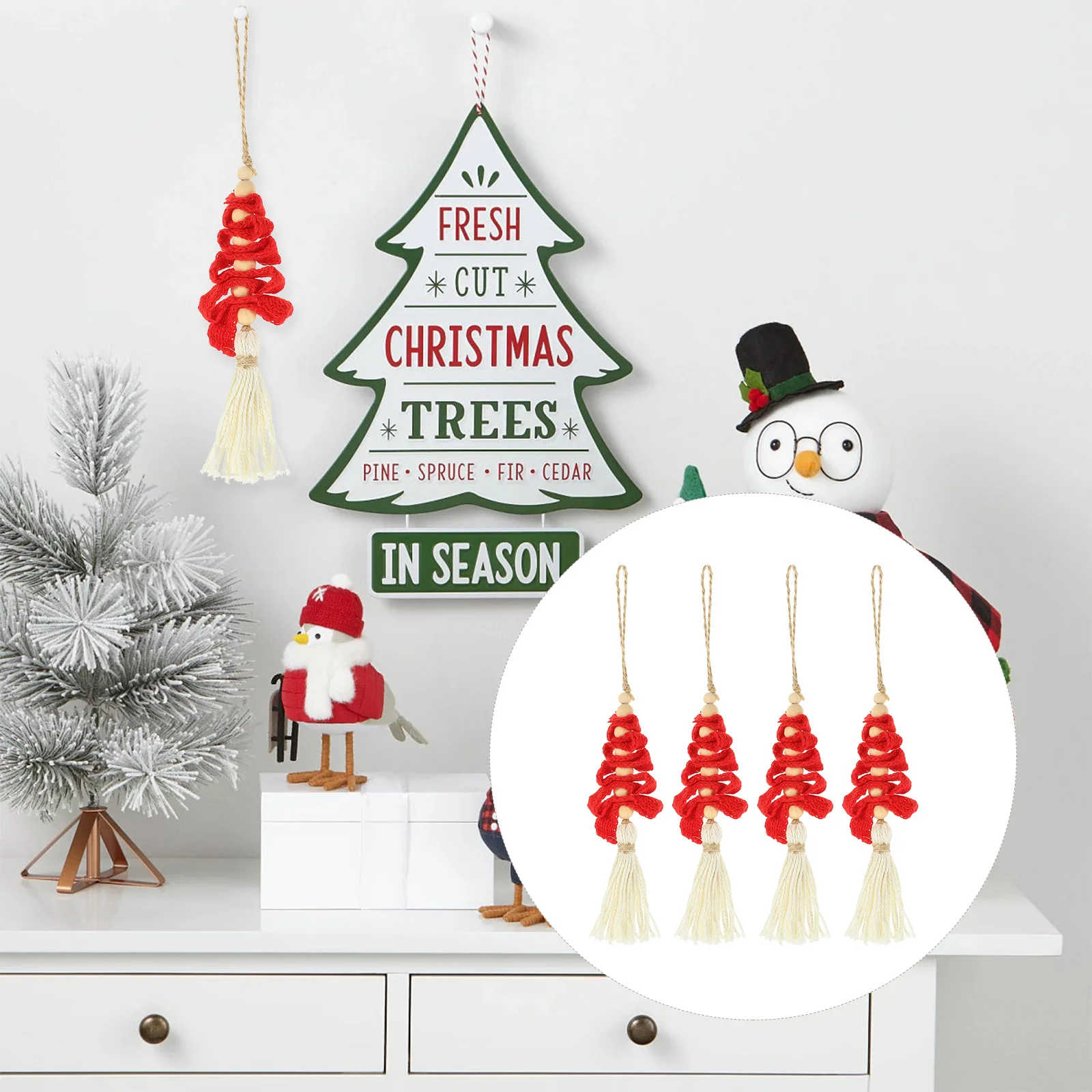 4pcs Christmas Tree Ornaments Wooden Cotton Rope Hanging Decor Vintage Minimalist Macrame Xmas Party Props Holiday Home
4pcs Christmas Tree Ornaments Wooden Cotton Rope Hanging Decor Vintage Minimalist Macrame Xmas Party Props Holiday Home