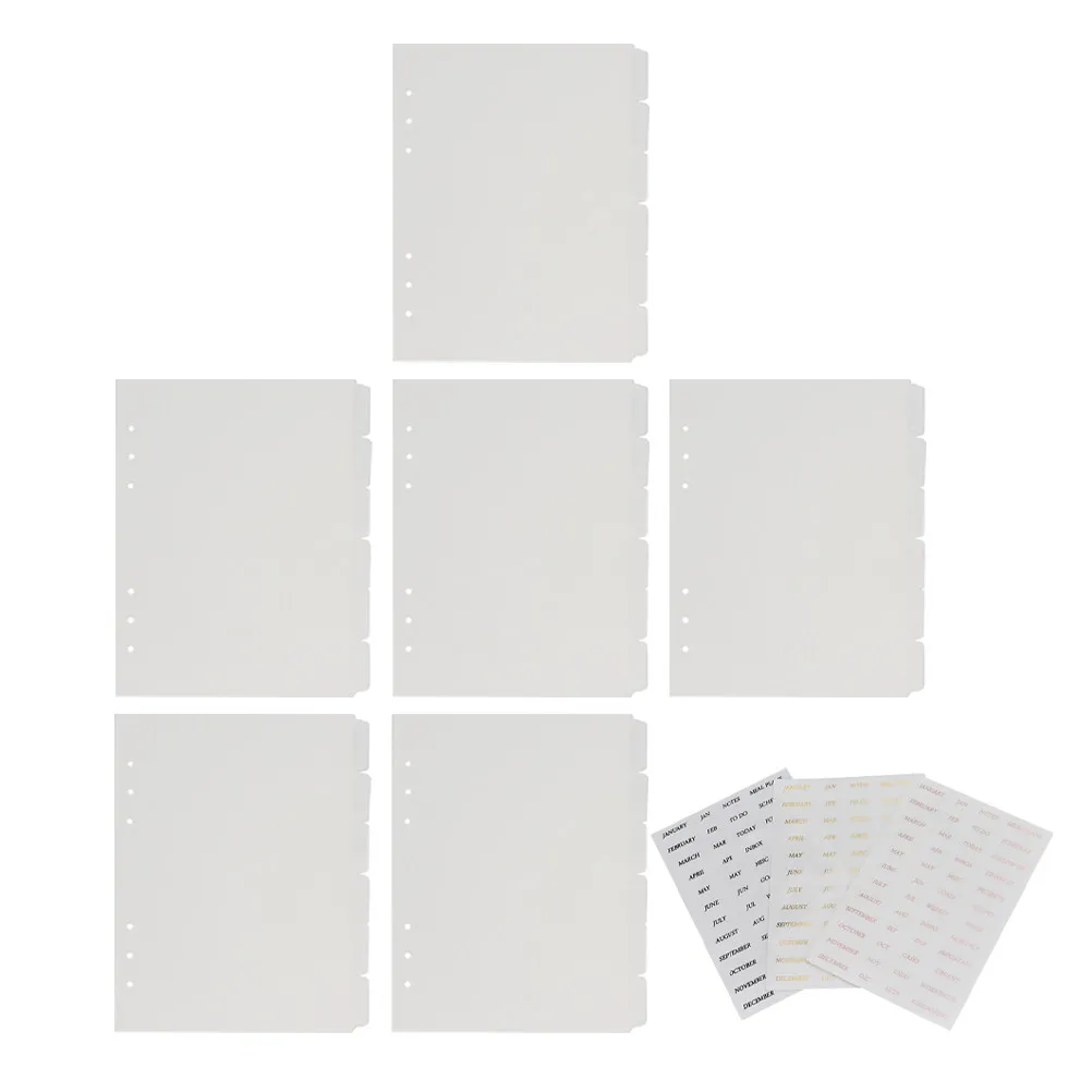 A5 Clear PP Divider Pages with Month Labels Binder Index Tabs 6 Ring Notebook Refill Separators for Loose Leaf Journal Planner
A5 Clear PP Divider Pages with Month Labels Binder Index Tabs 6 Ring Notebook Refill Separators for Loose Leaf Journal Planner