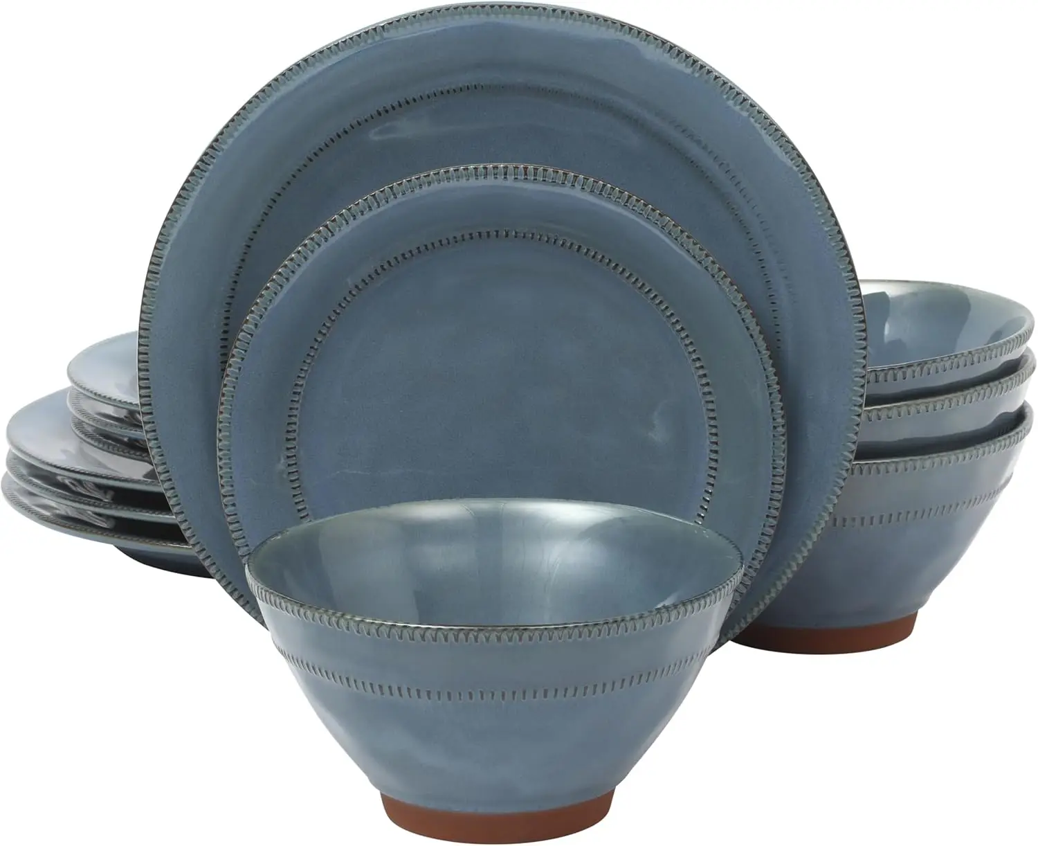 Terranea 12 Piece Dishes Reactive Glaze Plates and Bowls Terracotta Dinnerware Set - Service for 4 - Blue
Terranea 12 Piece Dishes Reactive Glaze Plates and Bowls Terracotta Dinnerware Set - Service for 4 - Blue