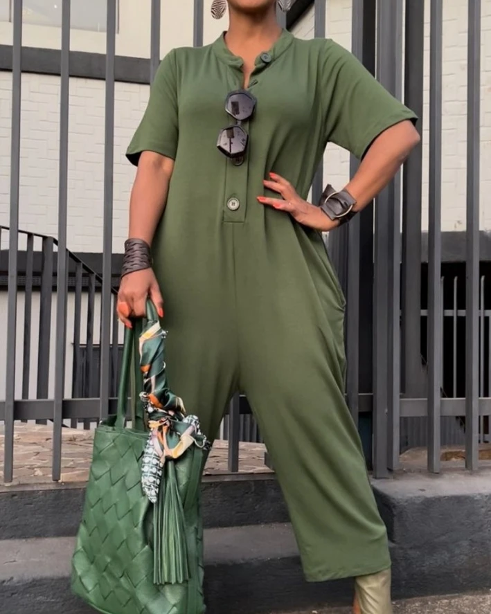 2024 Summer Woman Long Jumpsuits Elegant Short Sleeve Buttoned Pocket Design Jumpsuit New Fashion Casual One Pieces
2024 Summer Woman Long Jumpsuits Elegant Short Sleeve Buttoned Pocket Design Jumpsuit New Fashion Casual One Pieces