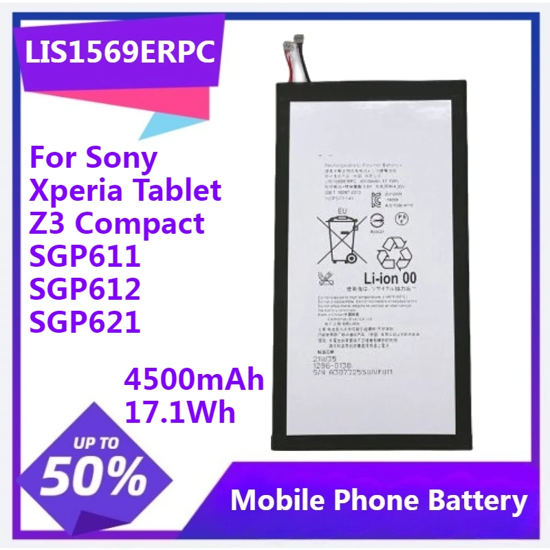 LIS1569ERPC Replacement Battery for Sony Xperia Tablet Z3 Compact SGP611 SGP612 SGP621 4500mAh 17.1Wh Battery
LIS1569ERPC Replacement Battery for Sony Xperia Tablet Z3 Compact SGP611 SGP612 SGP621 4500mAh 17.1Wh Battery