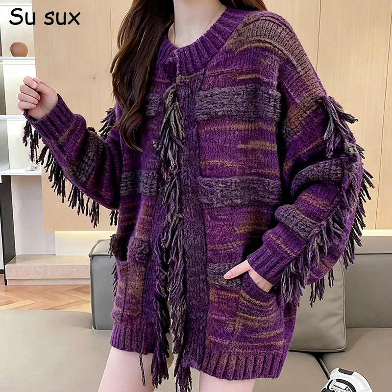 Винтажный кардиган, вязаный свитер с кисточками, пальто, женское японское корейское модное повседневное трикотажное пальто с длинными рукавами, Vestidos, уличная одежда
Винтажный кардиган, вязаный свитер с кисточками, пальто, женское японское корейское модное повседневное трикотажное пальто с длинными рукавами, Vestidos, уличная одежда