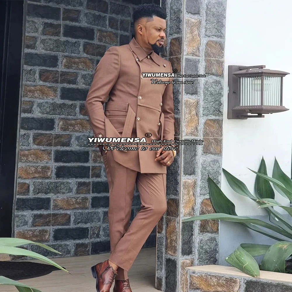 Brown Wedding Suits For Men Skinny Double Breasted Coat Pant Design Latest Groomsmen Tuxedo Custom Made Formal Business Dress
Brown Wedding Suits For Men Skinny Double Breasted Coat Pant Design Latest Groomsmen Tuxedo Custom Made Formal Business Dress