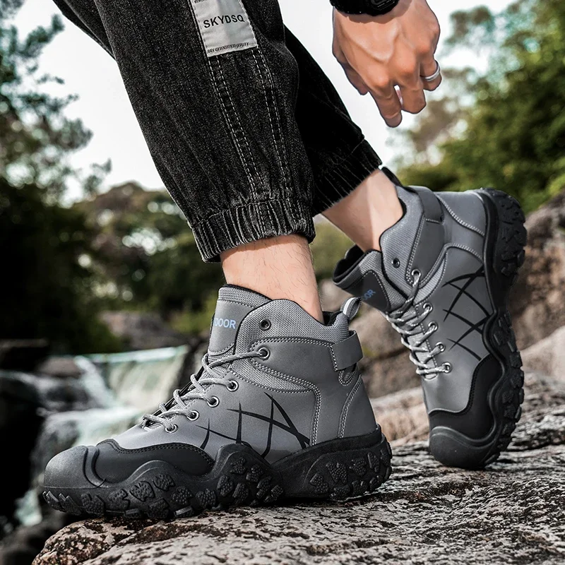 Hot Sale Men's Hiking Boots High Top Trekking Sneakers For Men Comfy Leather Outdoor Boots Men Waterproof Non-slip Walking Shoes
Hot Sale Men's Hiking Boots High Top Trekking Sneakers For Men Comfy Leather Outdoor Boots Men Waterproof Non-slip Walking Shoes