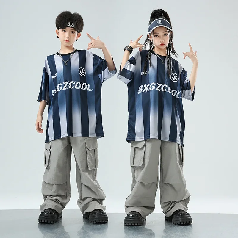 New Striped T-Shirts Kids Hip Hop Clothing Sets Girls Grey Pants Jazz Performance Costume Boys Ballroom Street Dance Costumes
New Striped T-Shirts Kids Hip Hop Clothing Sets Girls Grey Pants Jazz Performance Costume Boys Ballroom Street Dance Costumes