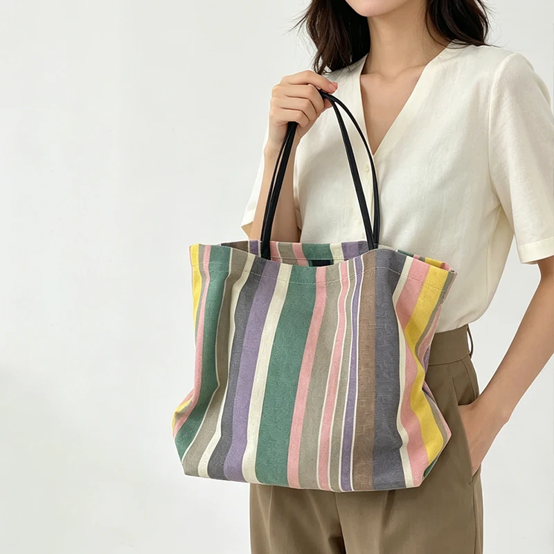 Rainbow Striped Large Tote Bag Niche Designer Shoulder Bag With Card Holder New Eco-friendly Shopping Bag Brand Women's Handbag
Rainbow Striped Large Tote Bag Niche Designer Shoulder Bag With Card Holder New Eco-friendly Shopping Bag Brand Women's Handbag
