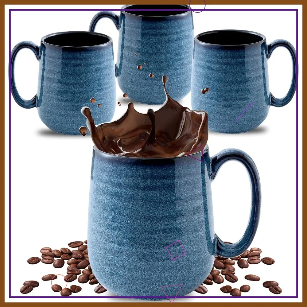 4-Piece Porcelain Coffee Mugs Set, 15oz Large Capacity Ceramic Cups for Tea & Cocoa, Navy Glaze Design
4-Piece Porcelain Coffee Mugs Set, 15oz Large Capacity Ceramic Cups for Tea & Cocoa, Navy Glaze Design