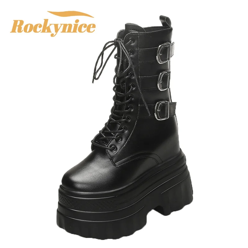 Women New Spring Autumn Leather Mid-calf Boots 14CM Chunky Heels Motorcycle Boots Woman Thick Bottom High Platform Short Booties
Women New Spring Autumn Leather Mid-calf Boots 14CM Chunky Heels Motorcycle Boots Woman Thick Bottom High Platform Short Booties