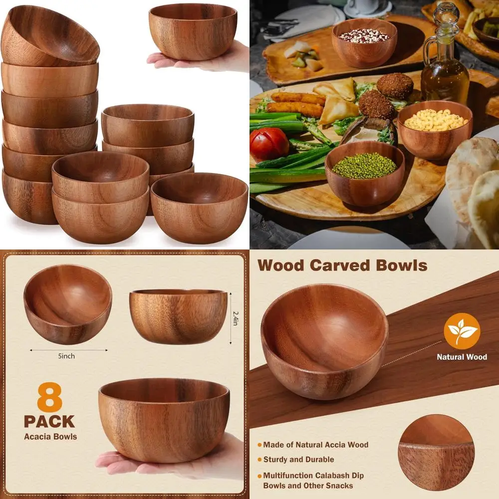 Деревянные миски из акации, набор из 8 маленьких круглых сервировочных мисок ручной работы для салата, сушеных закусок и закусок
Деревянные миски из акации, набор из 8 маленьких круглых сервировочных мисок ручной работы для салата, сушеных закусок и закусок