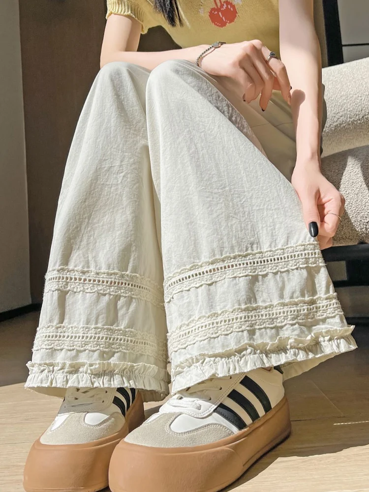 High Waist Wide Leg Pants Women Summer Thin Ice Silk Lace Trim Loose Small Size Nine Points Sun Protection Yamamoto Pants
High Waist Wide Leg Pants Women Summer Thin Ice Silk Lace Trim Loose Small Size Nine Points Sun Protection Yamamoto Pants