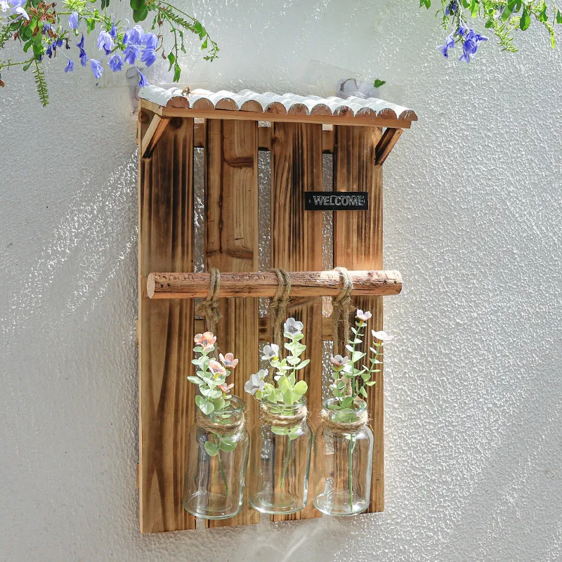 Solid wood wall hanging home wall hanging vase ins glass bottle hydroponic green plant pendant garden outdoor courtyard
Solid wood wall hanging home wall hanging vase ins glass bottle hydroponic green plant pendant garden outdoor courtyard