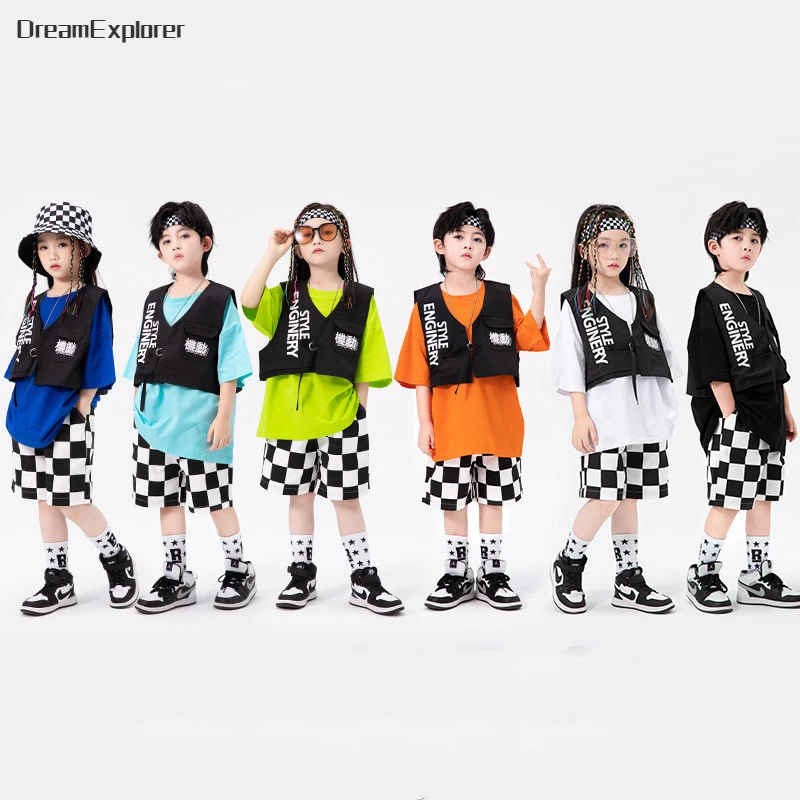 Boys Hip Hop Vest Solid T-shirt Plaid Shorts Outfits Girls Jazz Clothes Sets Child Summer Street Dance Costumes Kids Streetwear
Boys Hip Hop Vest Solid T-shirt Plaid Shorts Outfits Girls Jazz Clothes Sets Child Summer Street Dance Costumes Kids Streetwear