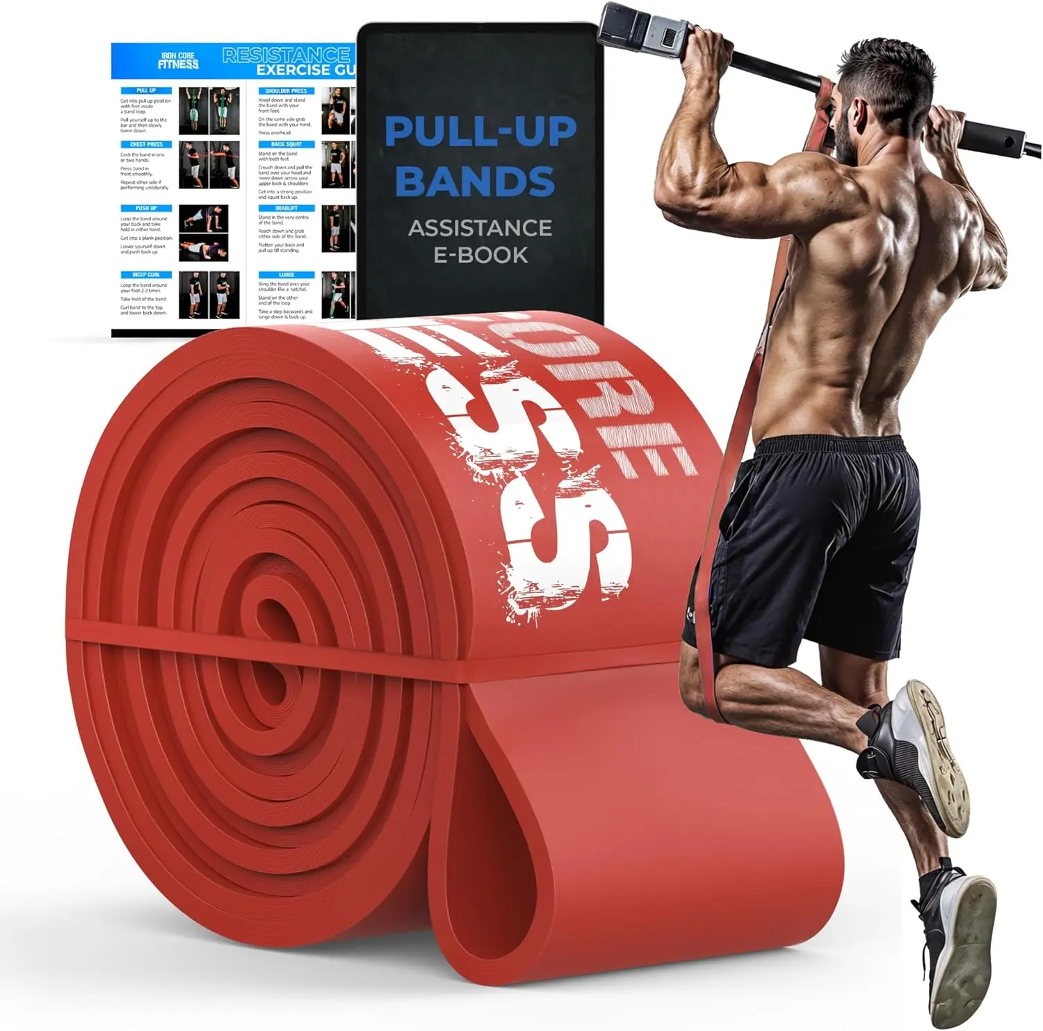 Long Loop Pull Up Assistance Resistance Bands for Home and Gym Training with Ebooks and Workout Chart
Long Loop Pull Up Assistance Resistance Bands for Home and Gym Training with Ebooks and Workout Chart