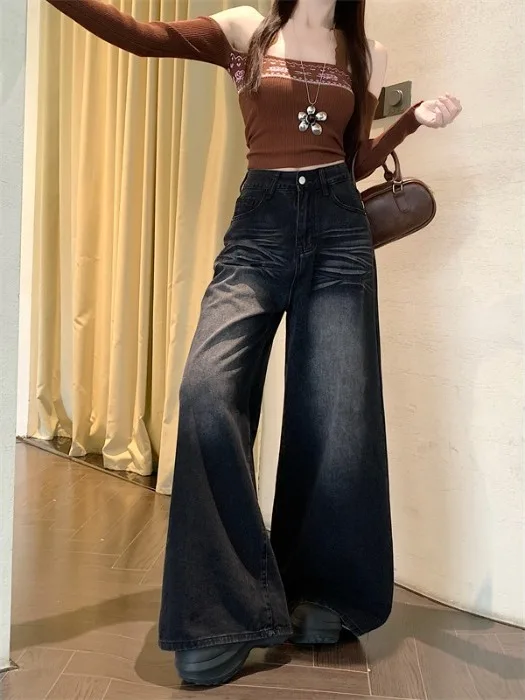 High Waist Wide Leg American Style Jeans Women's Spring 2026 New Loose Washed Long Pants Draping Vintage High Waist Jeans
High Waist Wide Leg American Style Jeans Women's Spring 2026 New Loose Washed Long Pants Draping Vintage High Waist Jeans