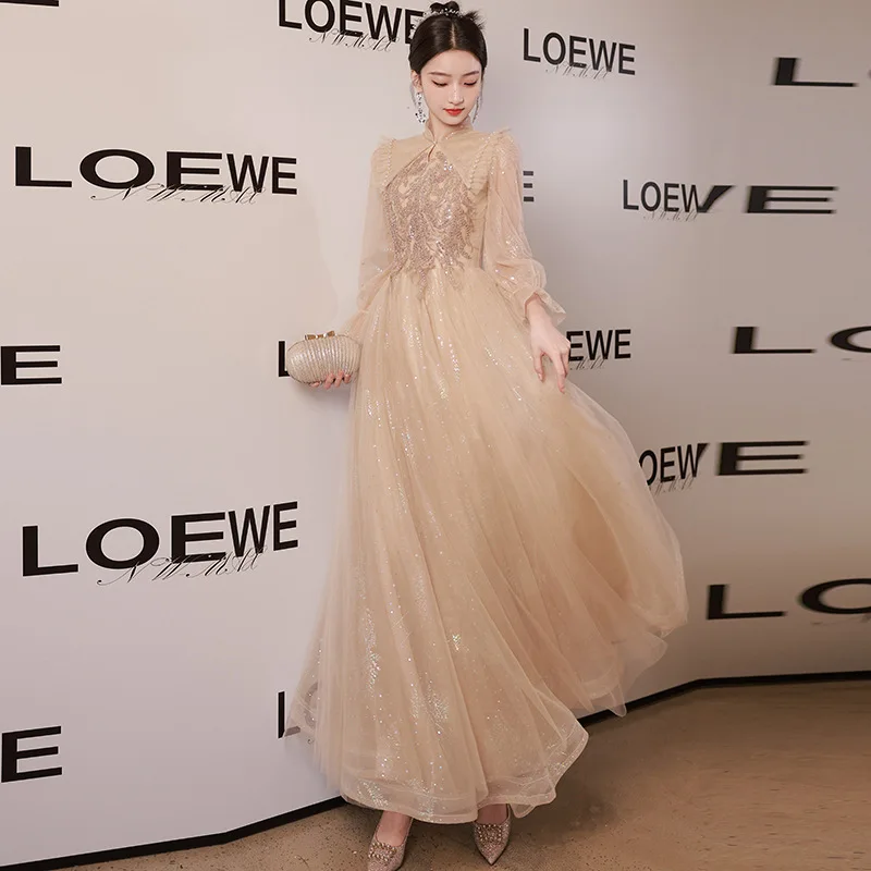 Embroidery Evening Dress Women's Summer New Banquet Adult Ceremony Graduation Party Dress Long Sleeve Temperament Dress
Embroidery Evening Dress Women's Summer New Banquet Adult Ceremony Graduation Party Dress Long Sleeve Temperament Dress