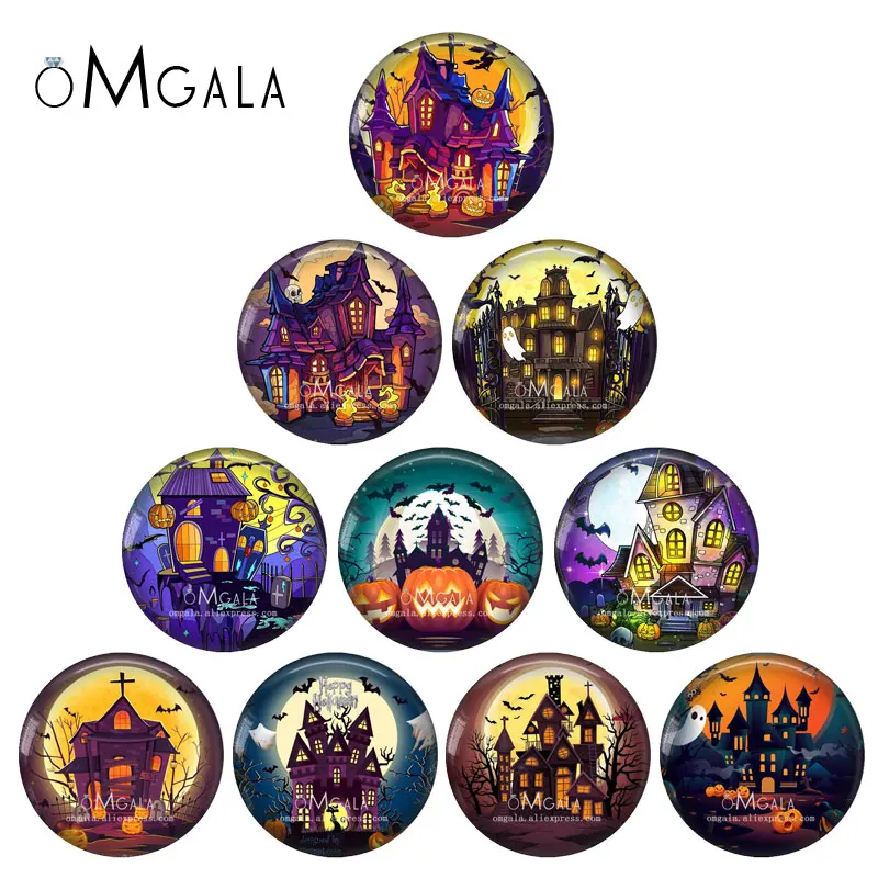 New Halloween Haunted House Patterns 10pcs 12mm/18mm/20mm/25mm Round Photo glass cabochon demo flat back Making findings
New Halloween Haunted House Patterns 10pcs 12mm/18mm/20mm/25mm Round Photo glass cabochon demo flat back Making findings