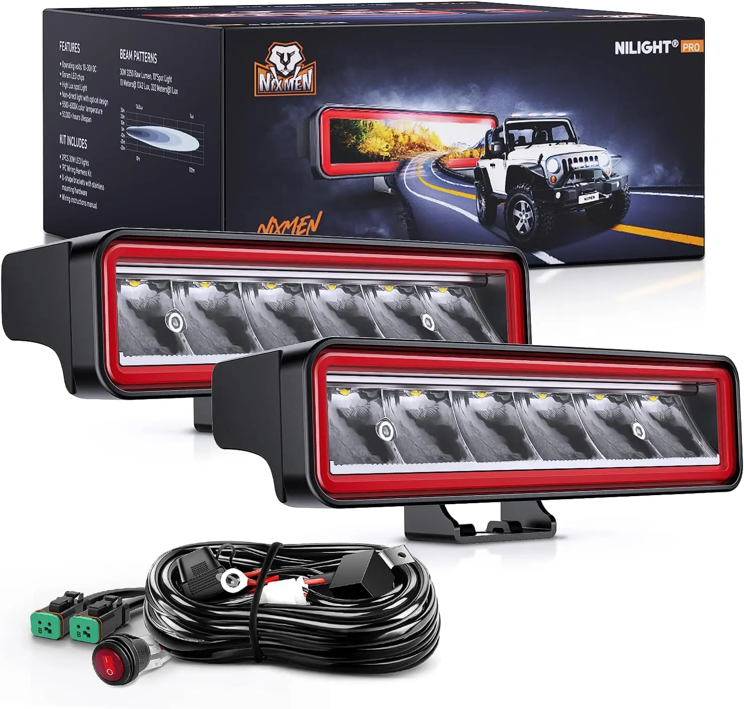 Nilight LED Light Pods 6.5 Inch 2 PCS 30W 3250LM Spot Fog w/ 16AWG Wiring Kit for Driving Bumper Reverse Auxiliary Lights on Truck ATV UTV Jeep
Nilight LED Light Pods 6.5 Inch 2 PCS 30W 3250LM Spot Fog w/ 16AWG Wiring Kit for Driving Bumper Reverse Auxiliary Lights on Truck ATV UTV Jeep