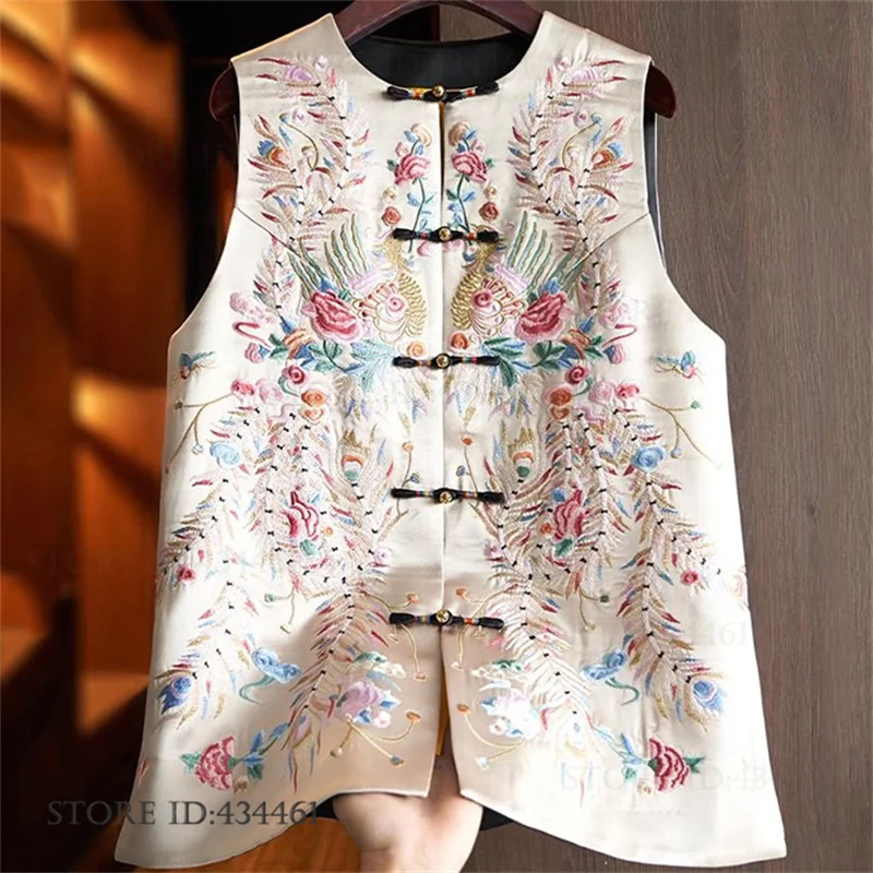 High Quality Heavy Embroidery Women Tang Style Top Sexy Sleeveless Qipao Vest Jacket New Chinese Style Buckle Cheongsam Top Coat
High Quality Heavy Embroidery Women Tang Style Top Sexy Sleeveless Qipao Vest Jacket New Chinese Style Buckle Cheongsam Top Coat