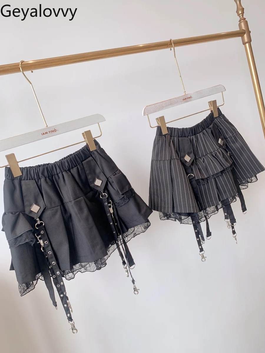 Japanese Gothic Versatile Mini Skirt Summer Sweet Elastic High Waist Lace Edge Metal Buckle Stacked Punk Style Short Skirts
Japanese Gothic Versatile Mini Skirt Summer Sweet Elastic High Waist Lace Edge Metal Buckle Stacked Punk Style Short Skirts