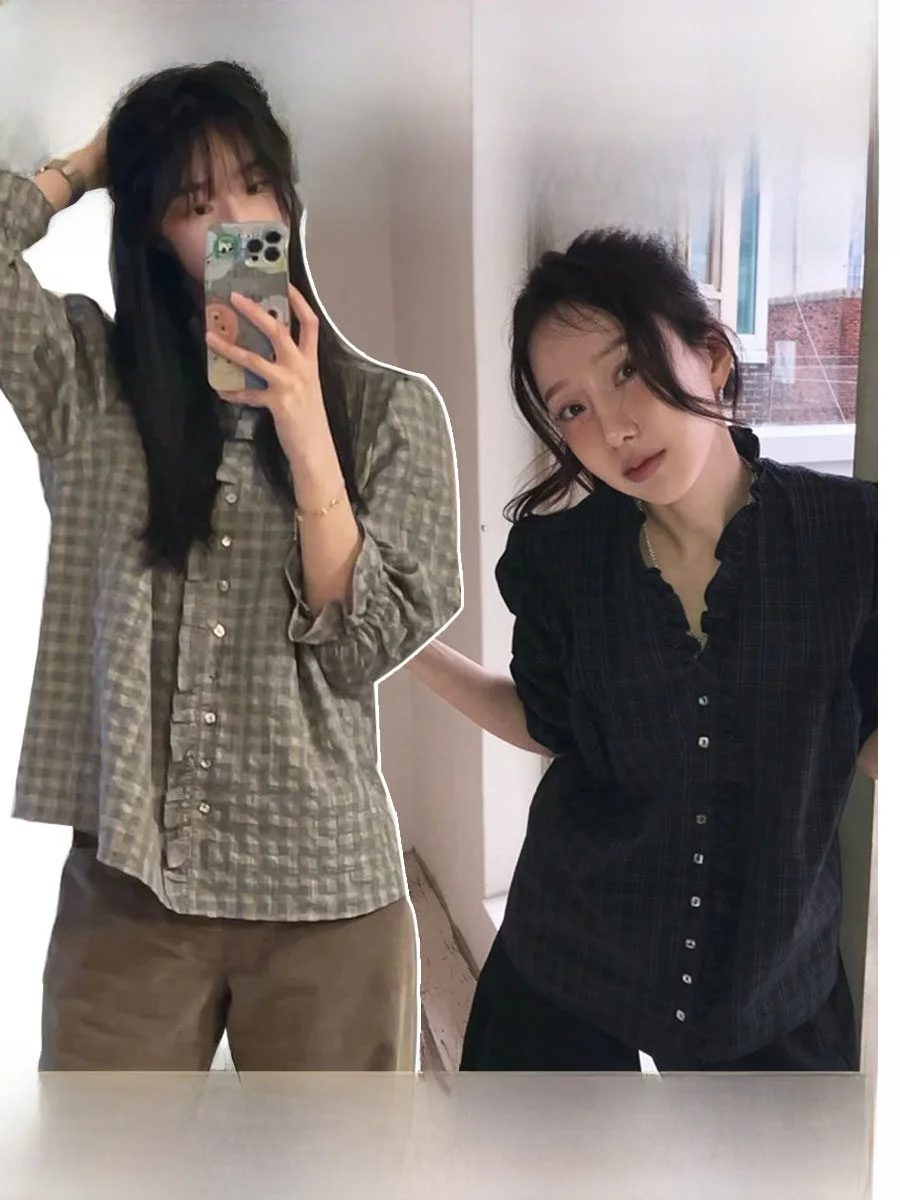 Hanna Vintage Plaid Loose Women's Shirt V-Neck Button up Wooden Ear Lace Spring Autumn Fashion Ladies' Premium Blouse
Hanna Vintage Plaid Loose Women's Shirt V-Neck Button up Wooden Ear Lace Spring Autumn Fashion Ladies' Premium Blouse
