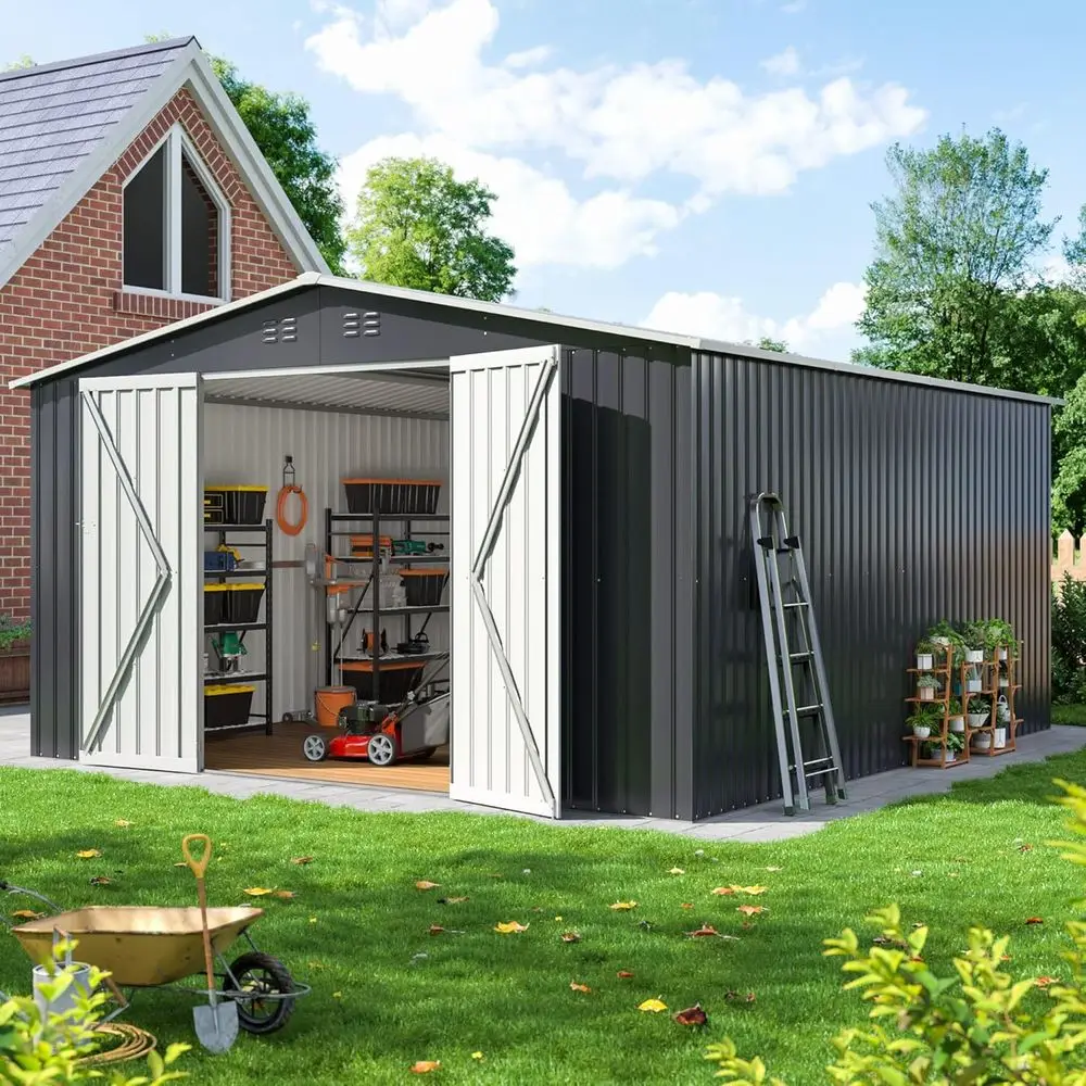 Металлический садовый сарай 12x14 футов с запираемой дверью, идеально подходит для садового инвентаря, серый
Металлический садовый сарай 12x14 футов с запираемой дверью, идеально подходит для садового инвентаря, серый