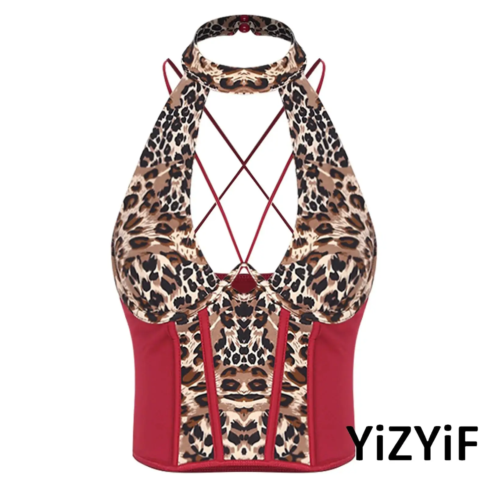 Womens Leopard Print Corset Top Adjustable Underwire Push Up Design with Hollow Out Back for Nightclub And Party Wear
Womens Leopard Print Corset Top Adjustable Underwire Push Up Design with Hollow Out Back for Nightclub And Party Wear
