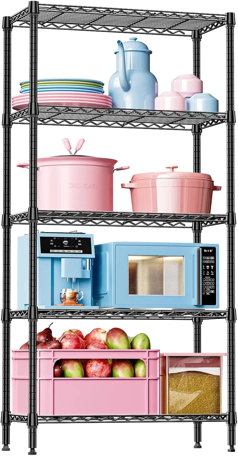 IZEUK 5 Tier Black Metal Storage Shelves, Heavy Duty Adjustable Wire Shelving Rack for Garage, Kitchen, Bathroom, Closet Organiz
IZEUK 5 Tier Black Metal Storage Shelves, Heavy Duty Adjustable Wire Shelving Rack for Garage, Kitchen, Bathroom, Closet Organiz