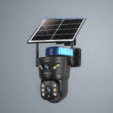 LS VISION 4G /WIFI Outdoor Solar Camera 8MP Dual Lens PIR Sim Card built in Night Vision Waterproof Security Camara Battery CCTV