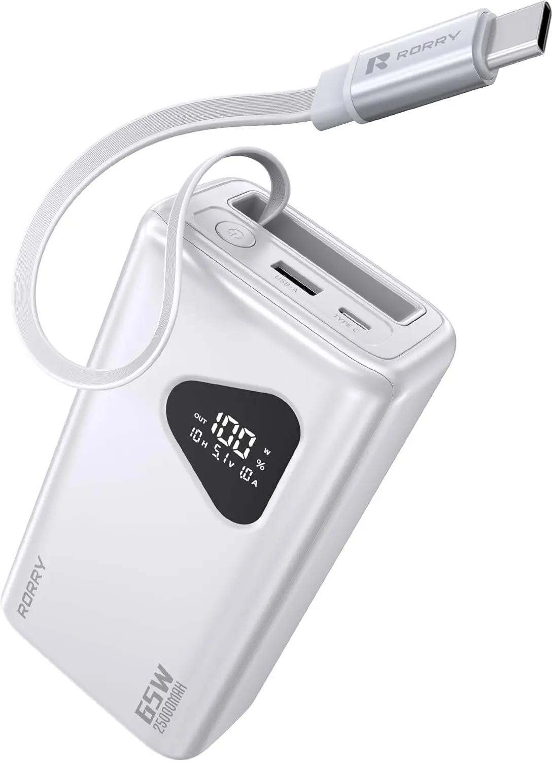 25000mAh 65W Laptop Power Bank with Retractable Cable, Fast Charging for MacBook, iPhone, Samsung, iPad, Steam Deck, White
25000mAh 65W Laptop Power Bank with Retractable Cable, Fast Charging for MacBook, iPhone, Samsung, iPad, Steam Deck, White