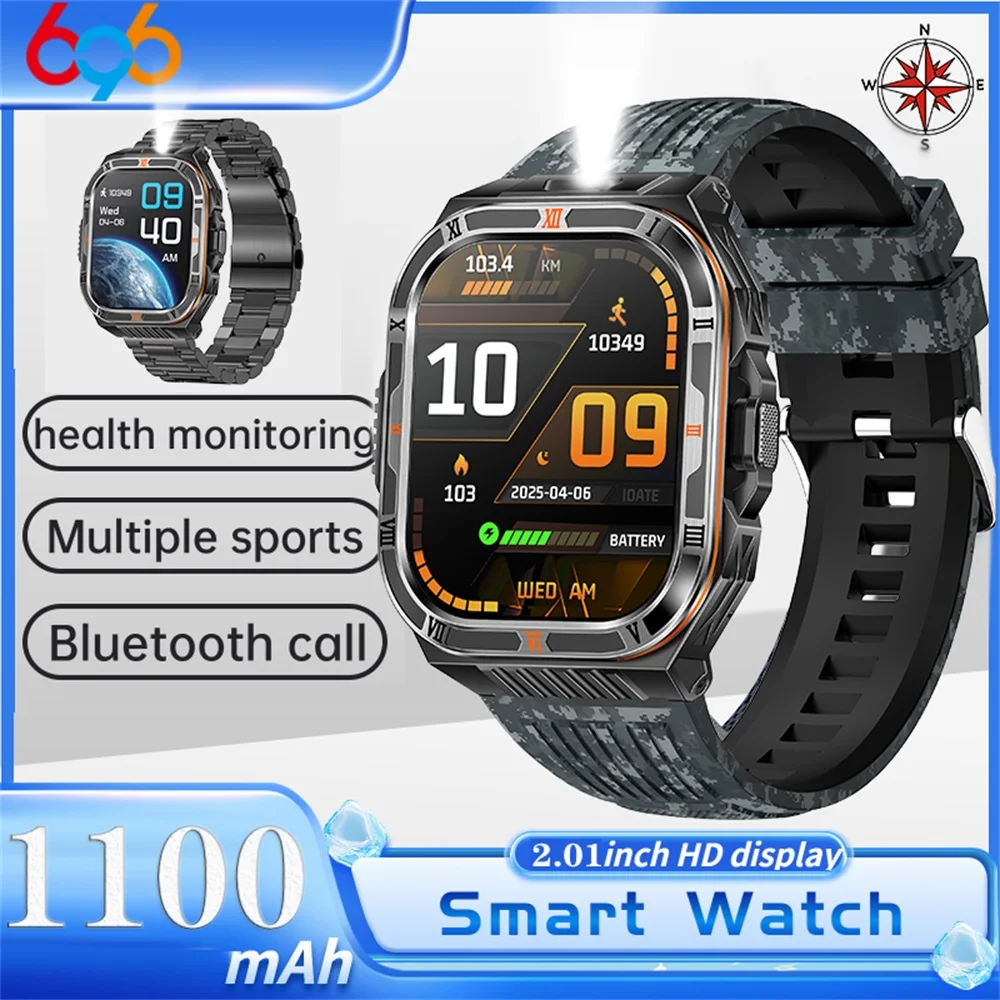 Smartwatch Men LED Flashlight Compass 1100mAh Battery BT Call Outdoor Smart Watches Health Monitor Waterproof 100+ Sports Mode
Smartwatch Men LED Flashlight Compass 1100mAh Battery BT Call Outdoor Smart Watches Health Monitor Waterproof 100+ Sports Mode