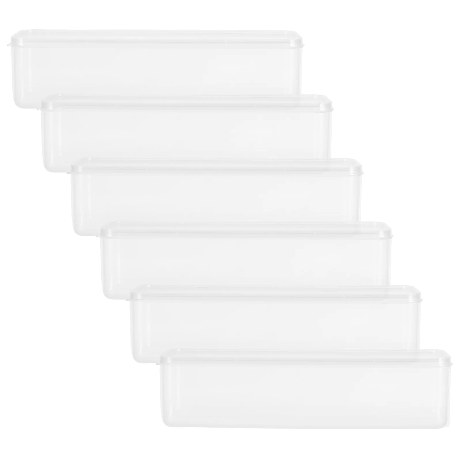 6Pcs Transparent Spaghetti Storage Containers Rectangular Airtight Stackable Pasta Organizer Dry Food Box Storage