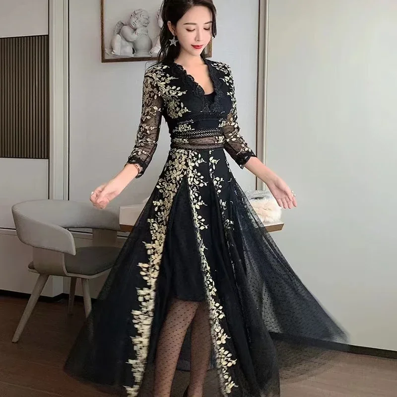 Sweet Memory Women Embroidery Festa Long Cocktail Party Robe Vintage Designer Mesh Vestidos
Sweet Memory Women Embroidery Festa Long Cocktail Party Robe Vintage Designer Mesh Vestidos