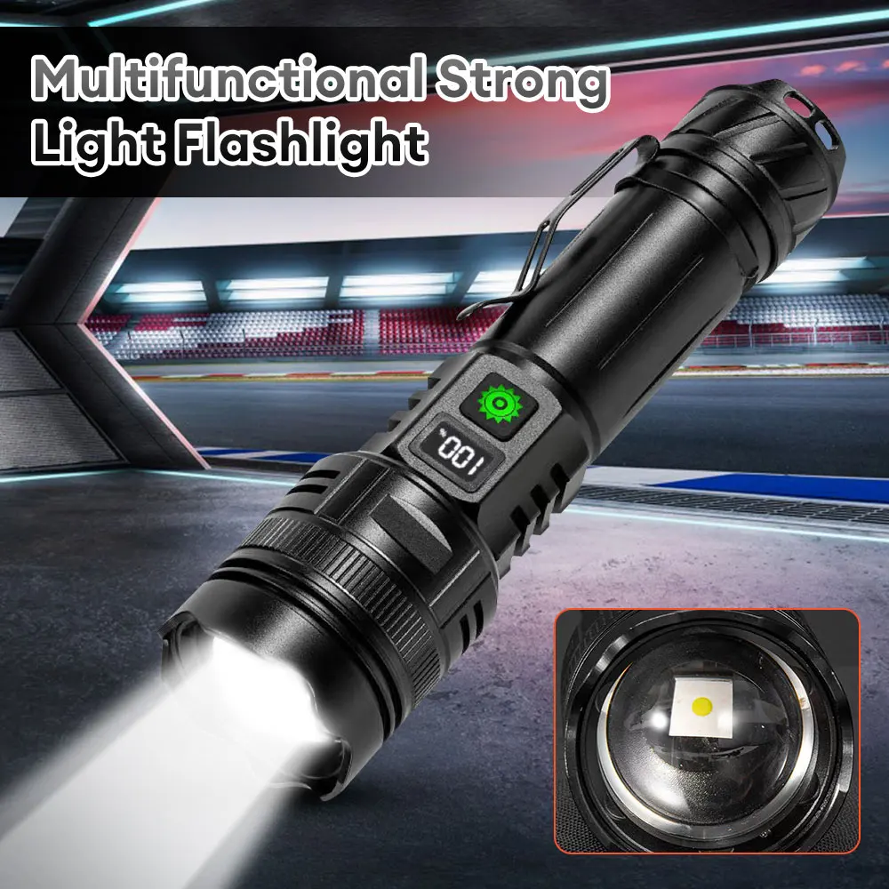13000LM LED Flashlight High Bright Aluminum Alloy Tactical Torch USB Rechargeable Outdoor Flashlight with Power Display
13000LM LED Flashlight High Bright Aluminum Alloy Tactical Torch USB Rechargeable Outdoor Flashlight with Power Display