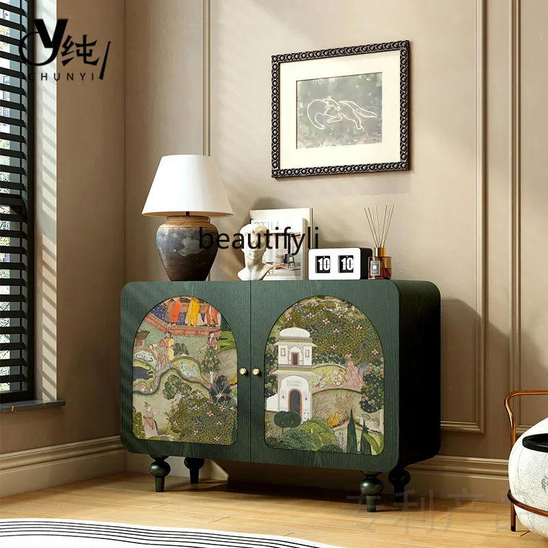 French retro garden solid wood porch cabinet living room wall storage decorative locker
French retro garden solid wood porch cabinet living room wall storage decorative locker