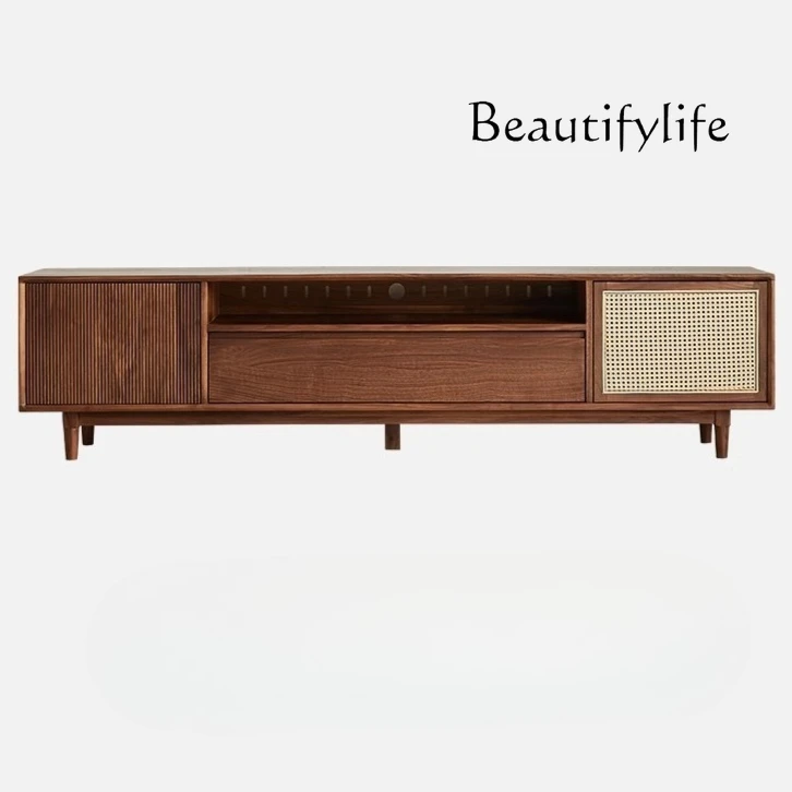 Black walnut TV cabinet coffee table combination retro solid wood floor cabinet living room storage cabinet household log
Black walnut TV cabinet coffee table combination retro solid wood floor cabinet living room storage cabinet household log