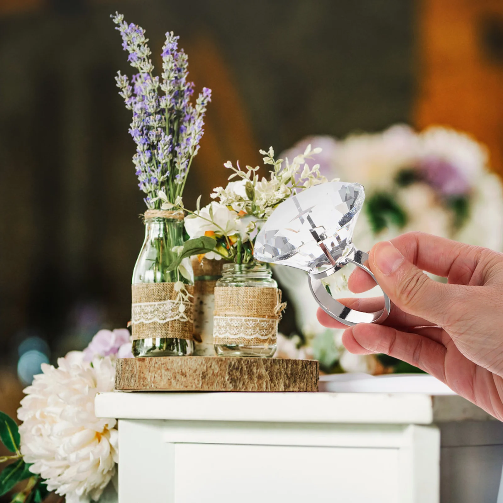 6Cm Large Glass Ring Prop Shimmering Simulated Wedding Engagement Decoration Anniversary Party Supplies Elegant Jewelry
6Cm Large Glass Ring Prop Shimmering Simulated Wedding Engagement Decoration Anniversary Party Supplies Elegant Jewelry