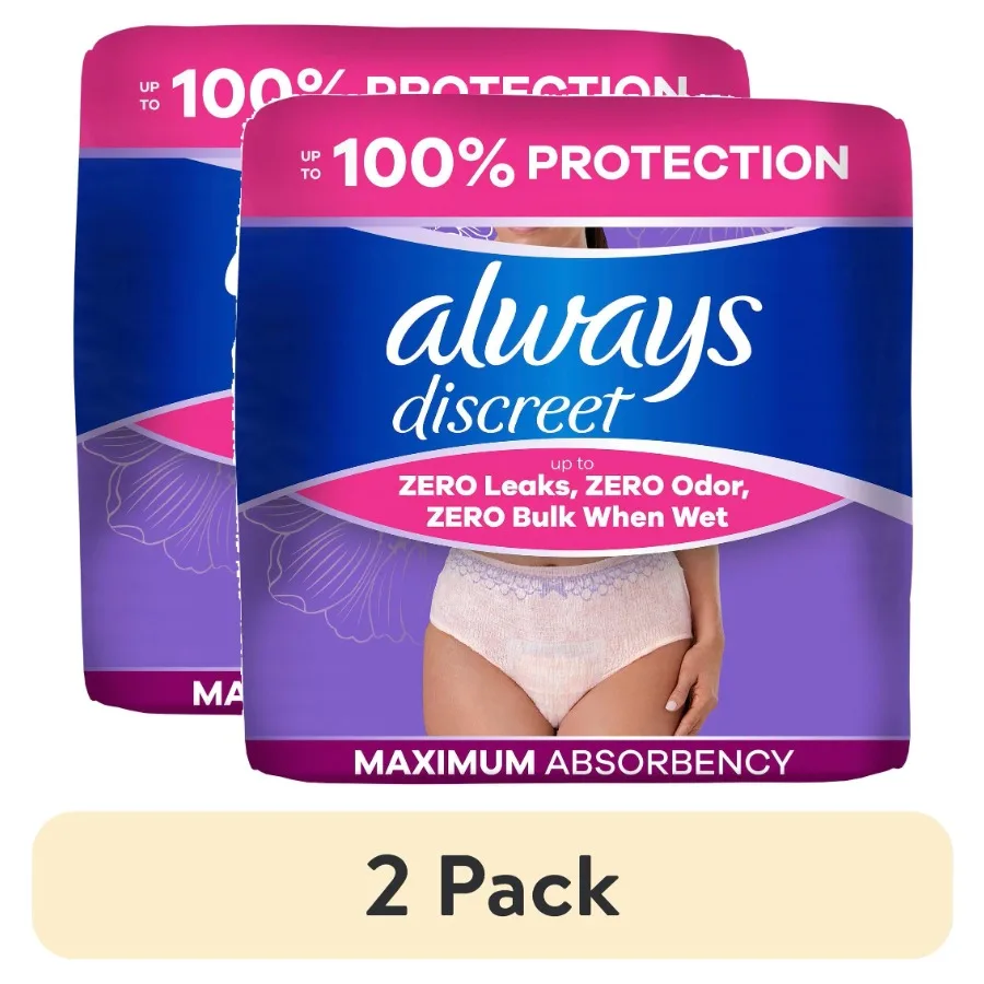 2 pack - Adult Diapers for Women Size S/M, 19 Count
2 pack - Adult Diapers for Women Size S/M, 19 Count