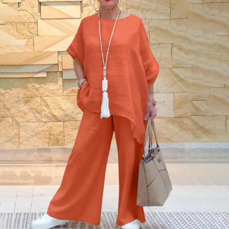 Pant Sets Women Two Piece Shirts Short Sleeve Loose Casual Solid Irregular Shirts Wide Leg Pant Suits Spring Summer 2025
Pant Sets Women Two Piece Shirts Short Sleeve Loose Casual Solid Irregular Shirts Wide Leg Pant Suits Spring Summer 2025