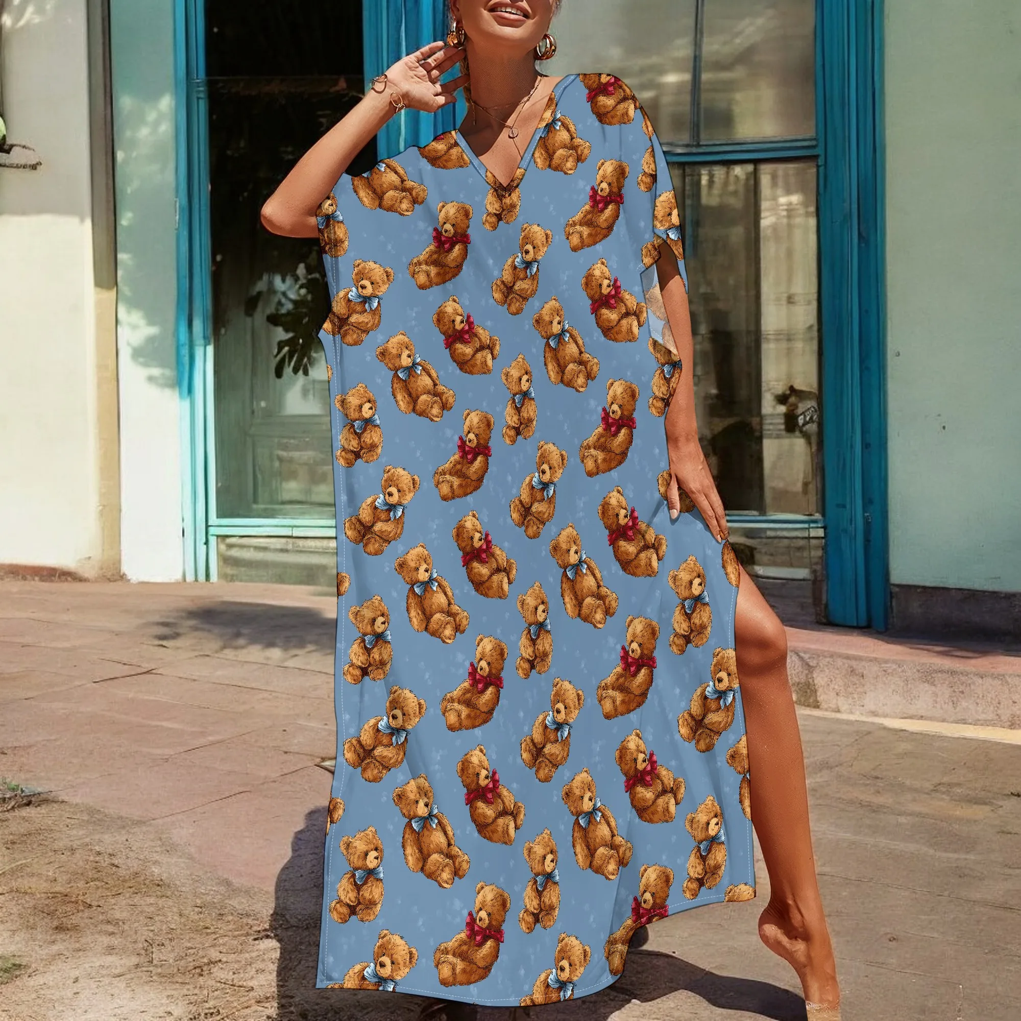 Cartoon Teddy Bear Print Loose Dress S-3XL Winter Holiday Wear for African American Women
Cartoon Teddy Bear Print Loose Dress S-3XL Winter Holiday Wear for African American Women