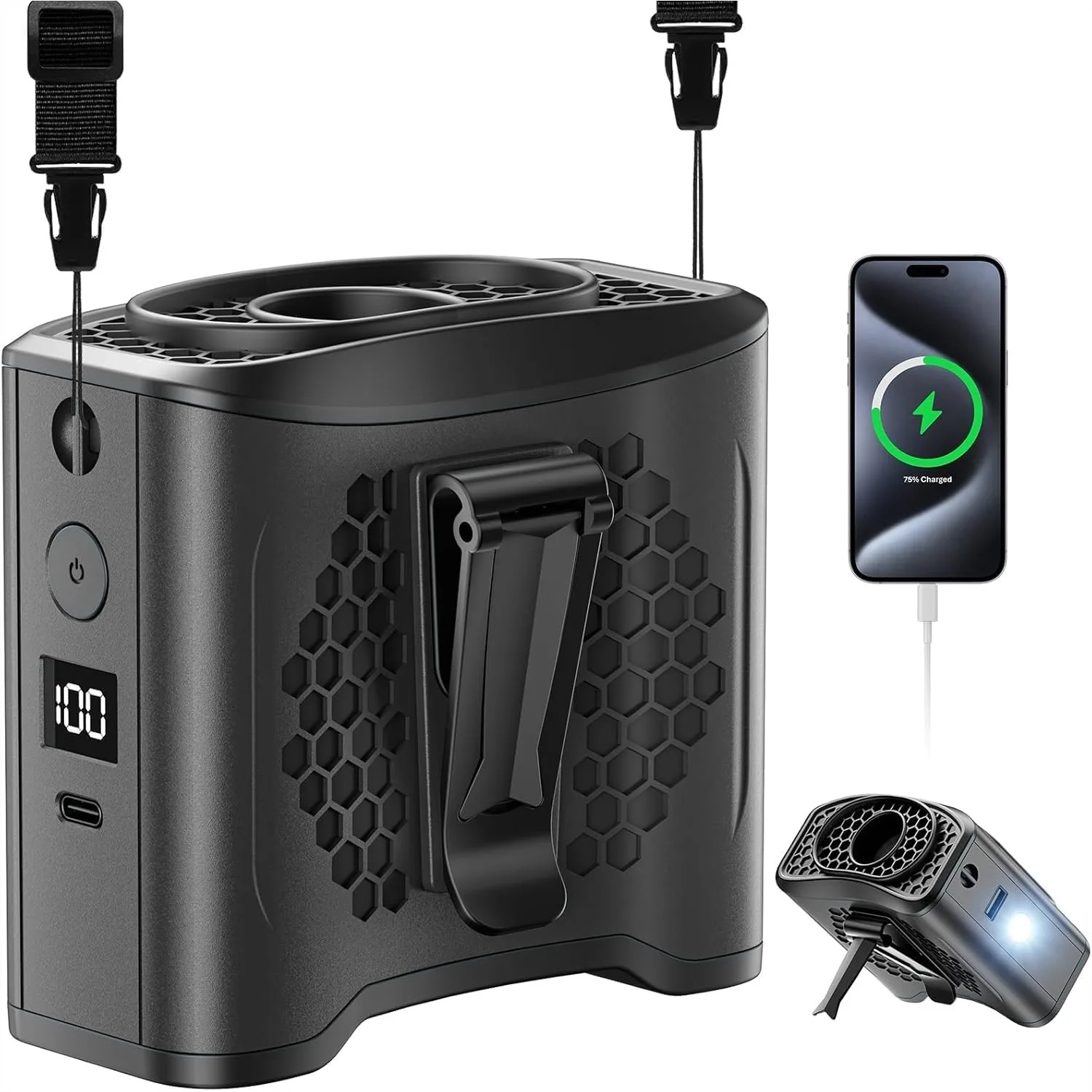Portable Waist Fan Clip On, 13000RPM Strong Airflow with 10000mAh Power Bank, Wearable Shirt Fan for Outdoor Travel with SOS
Portable Waist Fan Clip On, 13000RPM Strong Airflow with 10000mAh Power Bank, Wearable Shirt Fan for Outdoor Travel with SOS