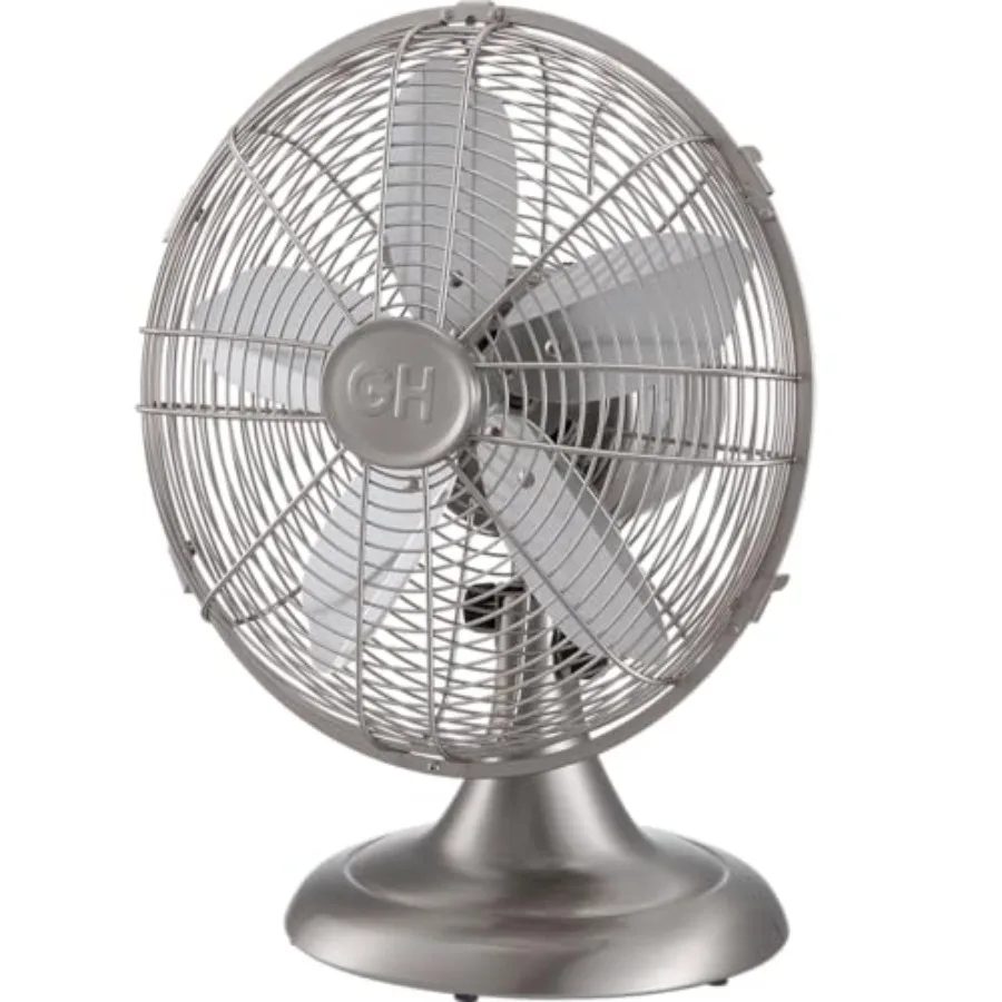 Office desk fan with all-metal construction, brushed nickel finish, 12-inch size, wide oscillation, 3-speed settings, and carry
Office desk fan with all-metal construction, brushed nickel finish, 12-inch size, wide oscillation, 3-speed settings, and carry